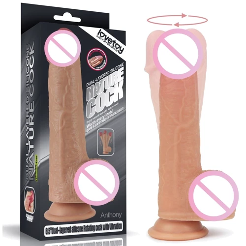 Вибратор с ротацией и подогревом LoveToy Dual-Layered Silicone Nature Cock Anthony 8.5" Flesh