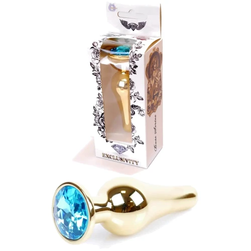 Анальная пробка с кристаллом BOSS of TOYS Boss Series - Jewellery Gold BUTT PLUG Light Blue, BS6400067