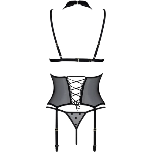 Корсет з відкритими грудьми Passion DOMINICA CORSET Вlack S/M (стрінги в наборі): Застосування На тело