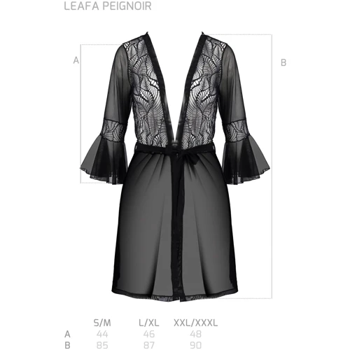 Сексуальний халат ECO Passion LEAFA PEIGNOIR black L/XL: Застосування На тело