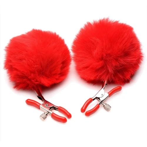 Затискачі для сосків Charmed Pom Pom Nipple Clamps Red