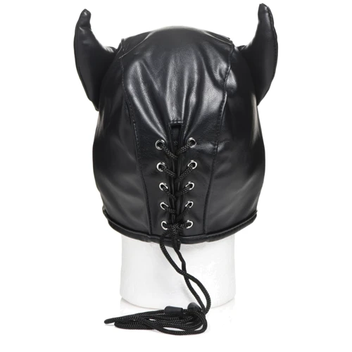 Маска Master Series Dungeon Demon Bondage Mask with Horns - Black фото 8