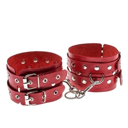 Кайдани Leather Double Fix Leg Cuffs, red