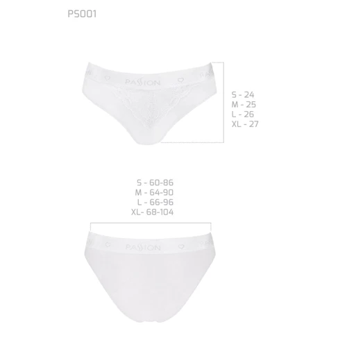 Трусики з широкою гумкою і мереживом Passion PS001 PANTIES white, size L: Матеріал бавовна