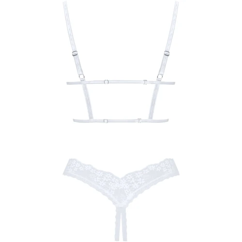 Спокусливий комплект Obsessive Heavenlly White M/L: Візерунок Цветочный, Однотонный