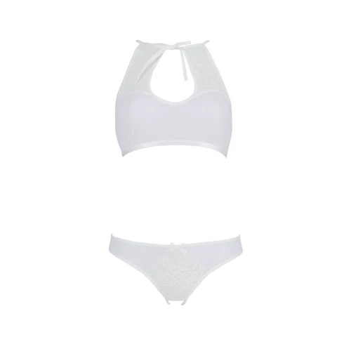 Комплект Passion URSULA SET white S/M: бра, трусики з ажурним декором та відкритим кроком: Матеріал Полиэстер