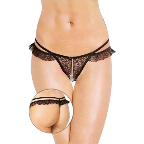 Женские стринги SoftLine - G-string 2452, M/L (black): Вид Трусы