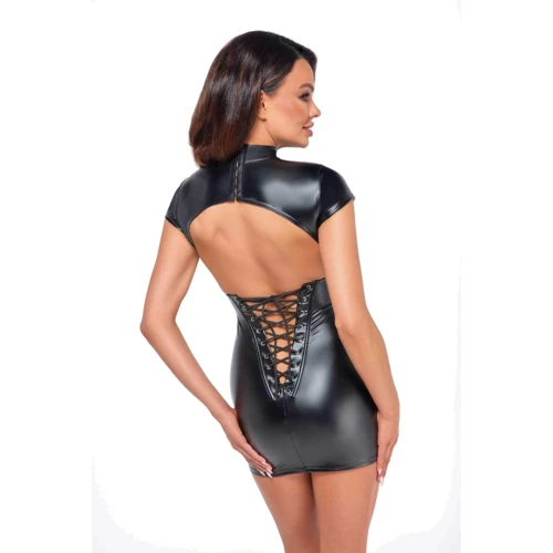 Платье Noir Handmade F309 Fantasy wetlook mini dress with lace up back Вlack, 3XL: Размер 3XL