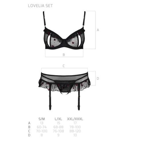 Еротичний комплект Passion LOVELIA SET black S / M: Візерунок Сердечка