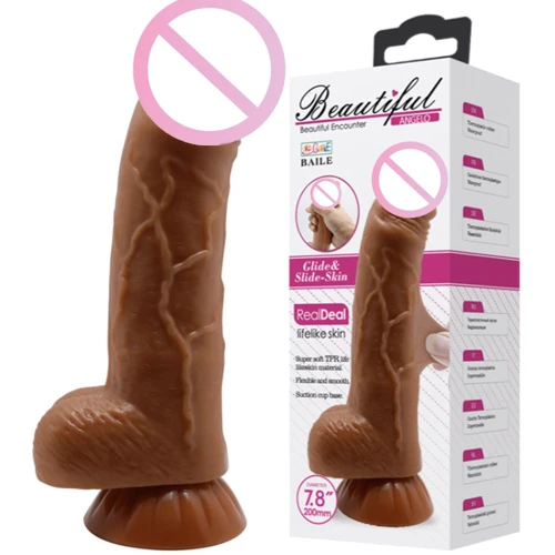 Фалоімітатор LYBAILE Beautiful Angelo Dildo Suction Cup Brown 7,8"