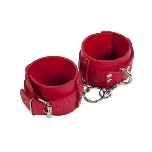 Наручники Leather Dominant Hand Cuffs, red: Цвет красный