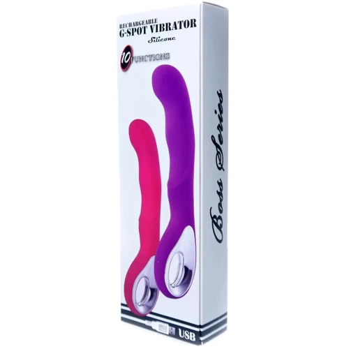 Вібромасажер для точки G Boss Series - Wibrator G-spot 10 функцій USB Purple, BS2200055: Довжина, см 20