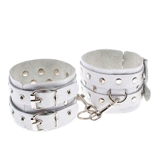 Кайдани Leather Double Fix Leg Cuffs, white