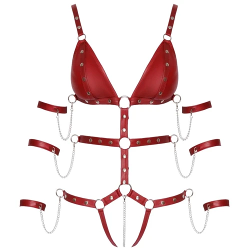 Боді із фіксаторами для рук Orion Bad Kitty Strap Body Red, L: Фактура Гладка