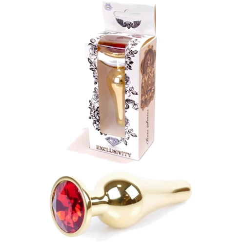 Анальна пробка із кристалом BOSS of TOYS Boss Series - Jewellery Gold BUTT PLUG Red, BS6400064