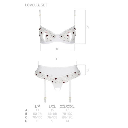 Еротичний комплект Passion LOVELIA SET white XXL / XXXL: Візерунок Сердечка