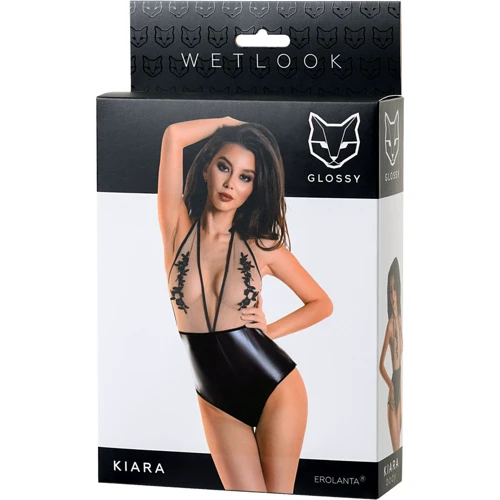 Боди Glossy Wetlook Kiara, S Black: Декор Аппликация