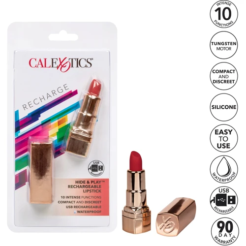 Вибратор в форме помады CalExotics Hide Play Lipstick Recharge, красный: Длина, см 8.25