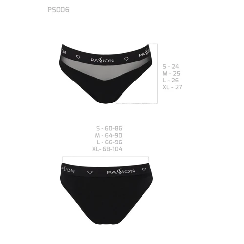 Трусики з прозорою вставкою Passion PS006 PANTIES black, size M: Декор вишивка