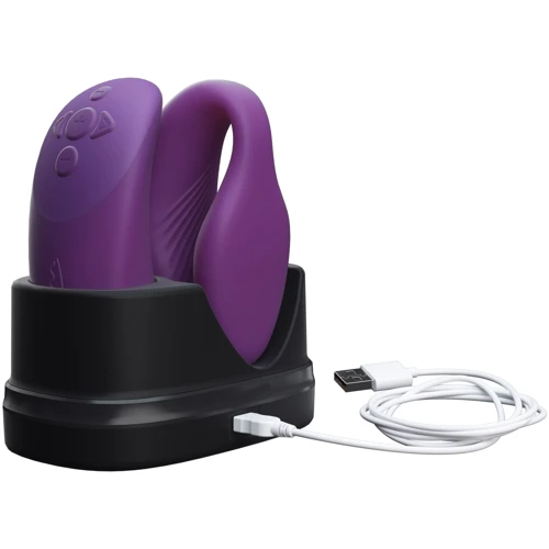 Смарт-вибратор для пар We-Vibe Chorus Purple, сенсорное управление вибрациями сжатием пульта: Диаметр, см 3.3