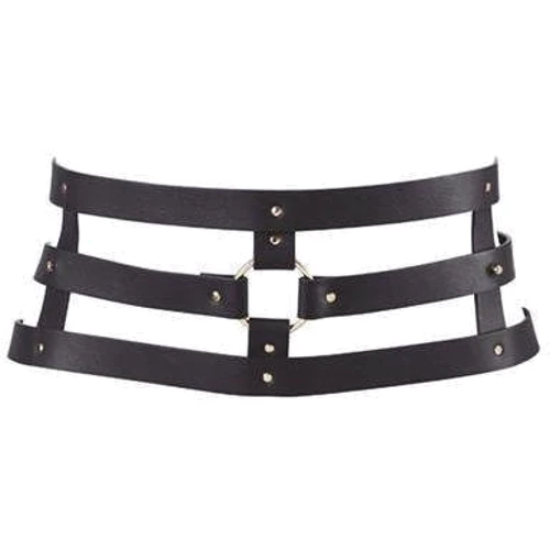 Портупея Bijoux Indiscrets MAZE - Wide Belt and Restraints Black: Фактура Гладкая