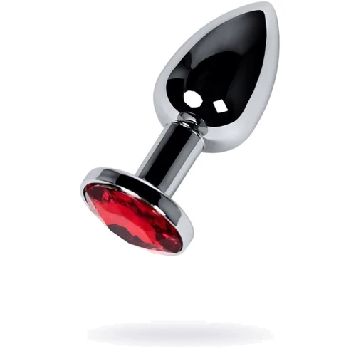 Анальна пробка з кристалом Toyfa Silver anal plug with red gem