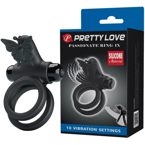 Эрекционное виброкольцо Pretty Love Passionate Ring IX Black: Цвет черный