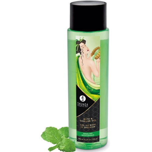 Гель для душа Shunga Shower Gel – Sensual Mint (370 мл) с растительными маслами и витамином Е