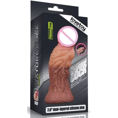 Фалоімітатор LoveToy Dual-Layered Silicone Nature Cock 7" Brown: Діаметр, см 5.5