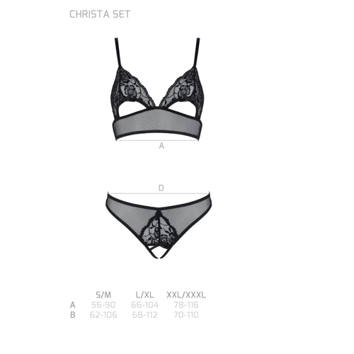 Комплект Passion Christa Set black L/XL: браслет з ажурним ліфом та відкритими трусиками: Для кого Для женщин