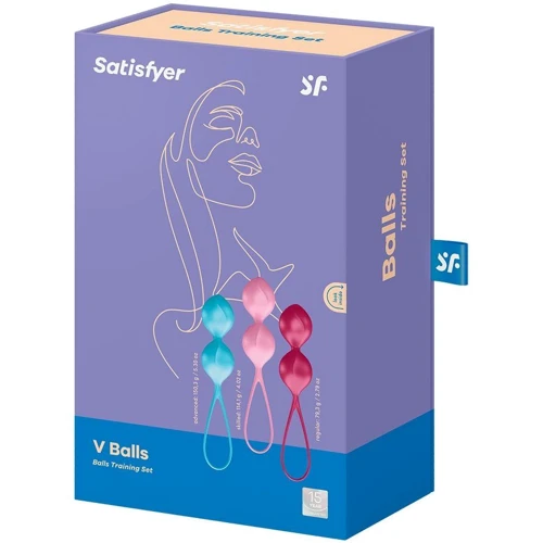 Вагинальные шарики Satisfyer V Balls (3 пары), диаметр 3,4см, масса 79-114-150г, монолитные