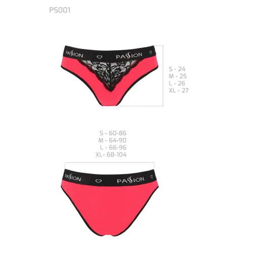 Трусики з широкою гумкою і мереживом Passion PS001 PANTIES red / black, size L: Матеріал бавовна