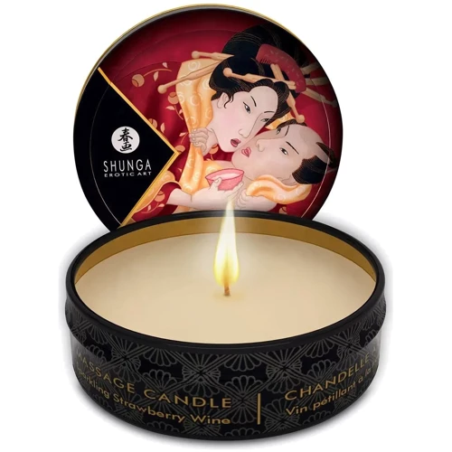 Массажная свеча Shunga MINI MASSAGE CANDLE - Sparkling Strawberry Wine (30 мл)