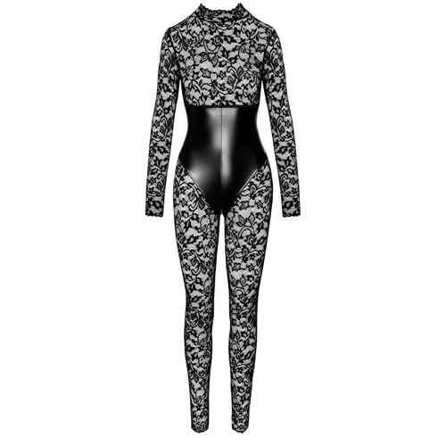 Комбинезон Noir Handmade F299 Enigma lace catsuit with underbust bodice Black, XXL: Материал Полиамид