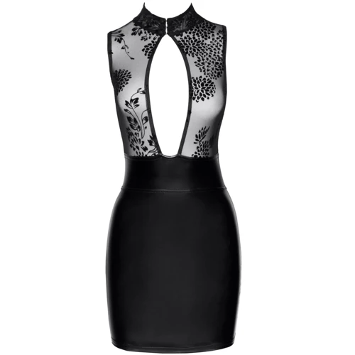 Сукня Noir Handmade F241 Short dress with powerwetlook skirt and tulle top Вlack, M: Декор Пуговицы