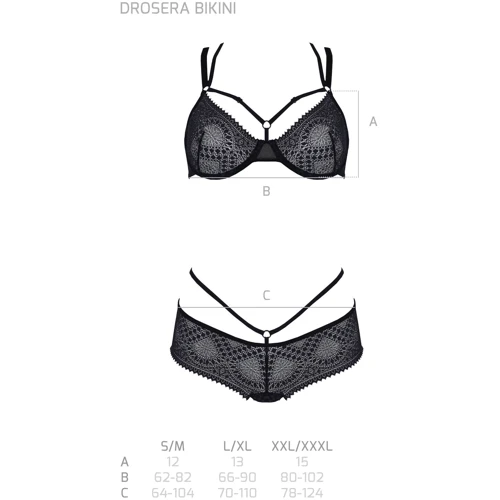 Комплект ECO Passion DROSERA BIKINI black L/XL: Декор Стрепы, Кружево