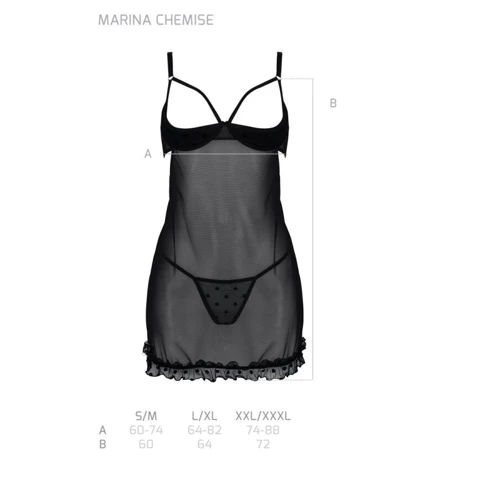 Пеньюар Passion MARINA CHEMISE black XXL/XXXL: Вид Пеньюары