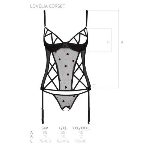 Еротичний комплект Passion LOVELIA CORSET black XXL / XXXL: Фасон Балконет