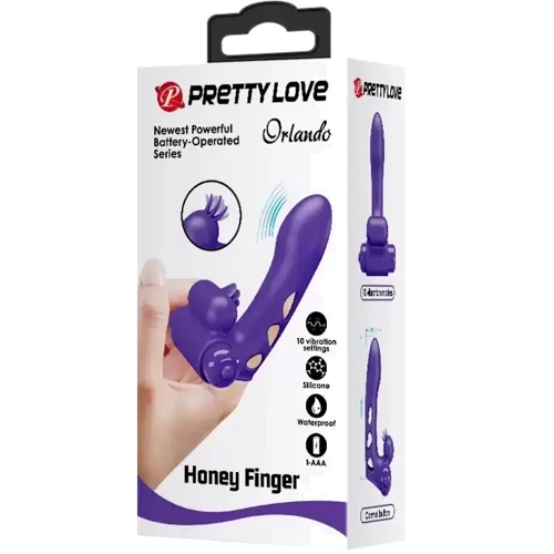 Кліторальний стимулятор на палець Pretty Love - Orlando Finger Violet, BI-014836-1: Довжина, см 9