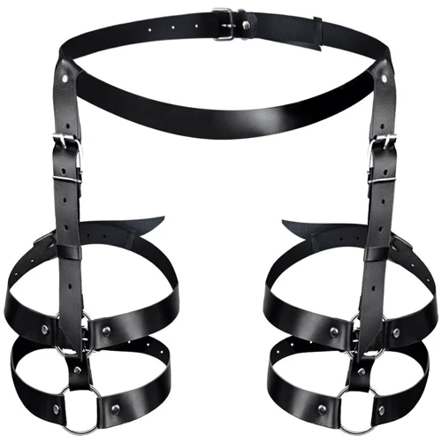 Шкіряні гартери Art of Sex - Melani Leather garters, чорні XS-M