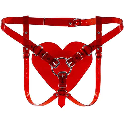 Трусики Серце для страпону Feral Feelings - Hearts Strap-on Belt Red Trasparent