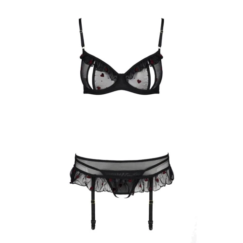 Еротичний комплект Passion LOVELIA SET black S / M: Матеріал поліестер