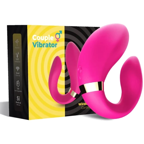 Вібромасажер для пар Boss Series з пультом дистанційного керування - Couple Vibrator Pink USB 9 Function (BS5200030)