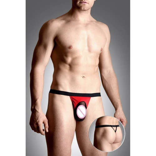 Чоловічі труси SoftLine - Mens thongs 4494, M/L (black/red)