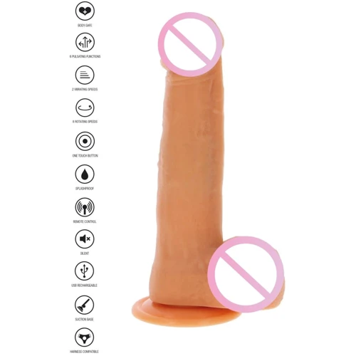 Вибратор с ротацией Toy Joy Get Real Rotating Vibrating Dildo (телесный): Тип управления На дистанционном управлении