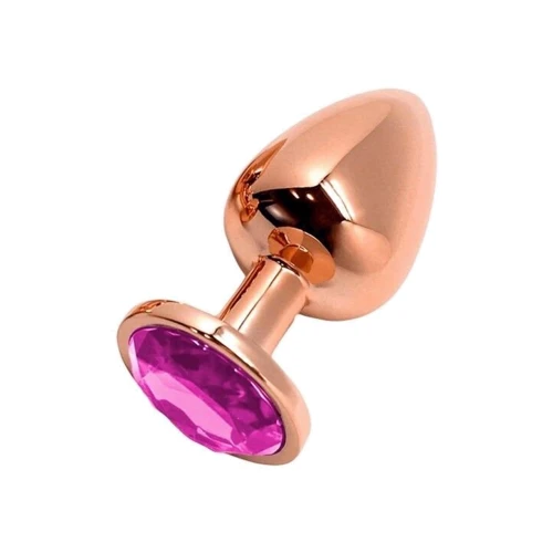 Анальний затор Wooomy Tralalo Rose Gold Metal Plug MAGENTA L