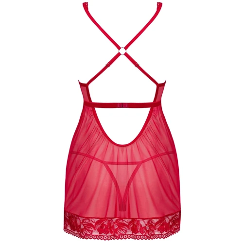 Прозора сорочка бебі-дол Obsessive Lacelove babydoll & thong XS/S Red: Застосування На тело