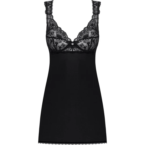 Сорочка бебі-дол з мереживом на грудях Obsessive Donna Dream babydoll M/L Black: Візерунок Однотонный