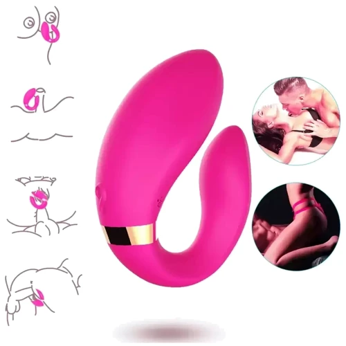 Вибромассажер для пар Boss Series с пультом ДУ - Couple Vibrator Pink USB 9 Function (BS5200030): Диаметр, см 4