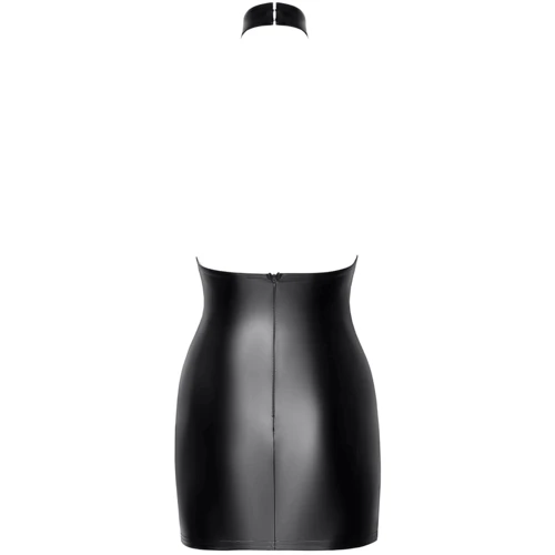 Платье Noir Handmade F311 Eros mini halter dress of flocked mesh and wetlook Вlack, L: Размер L